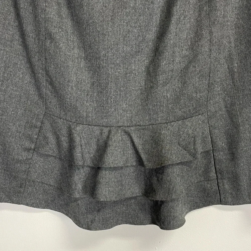 NEW Talbots Skirt Womens 14 WP Petite Gray Ruffle Wool Stretch Waist NWT